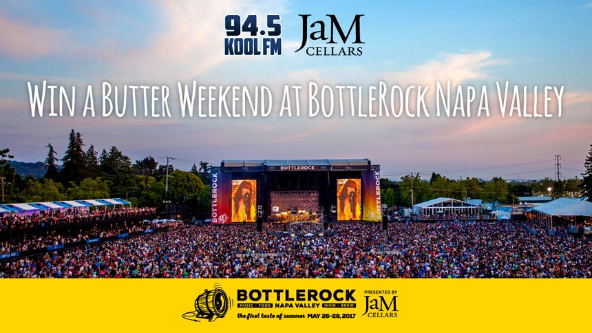 Poster with text: Win a Butter Weekend to BottleRock Napa Valley
