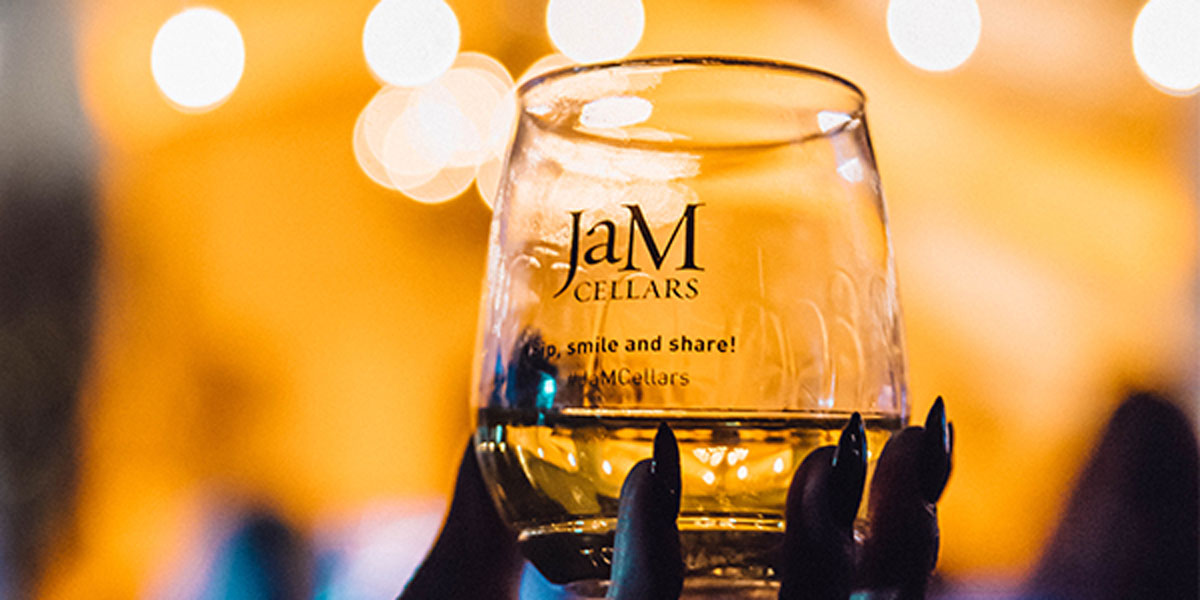 JaM Cellars glass:  sip, smile, share