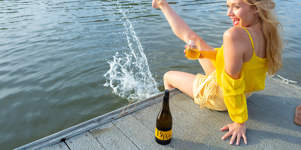 Sipping JaM Cellars' Butter Chardonnay on the dock