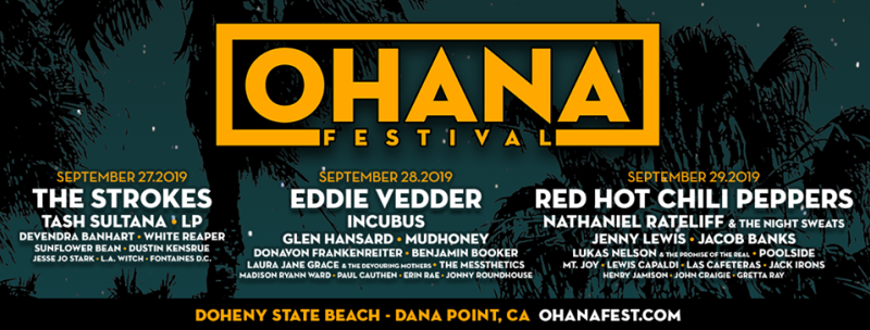 Poster containing line-up for Ohana Festival 2019